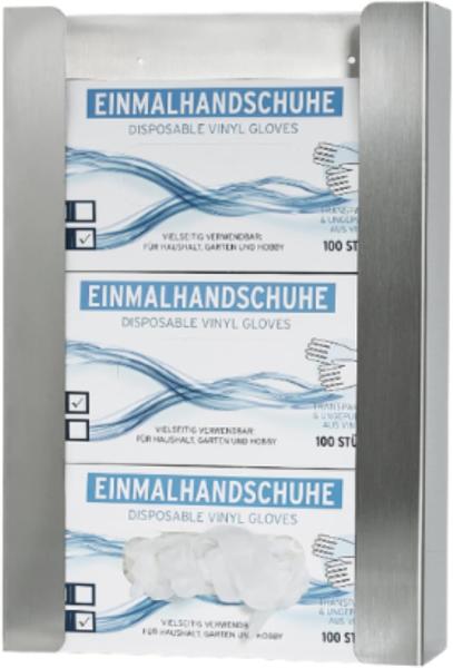 Edelstahl-Wandhalter für Handschuhboxen, 3-fach
